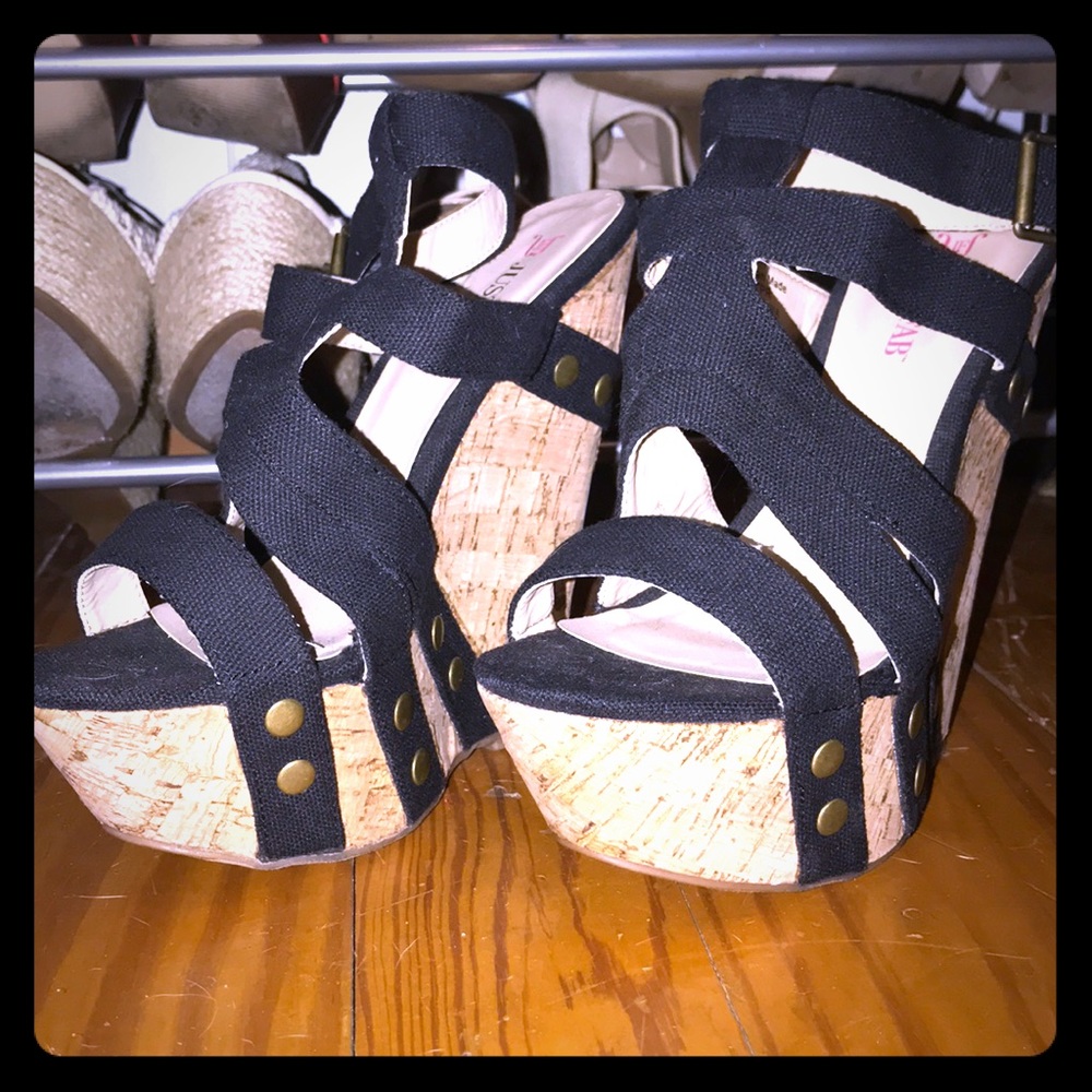 JustFab Black Wedges
